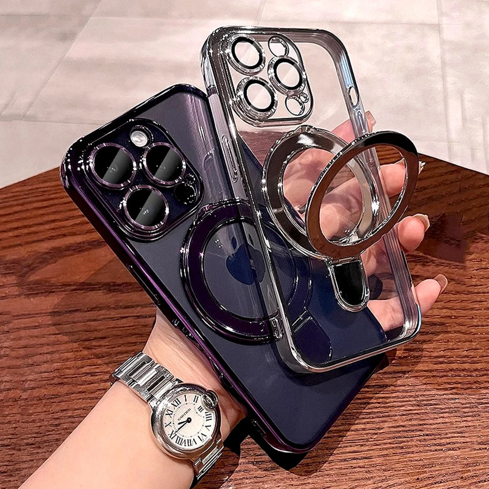 Luxury Transparent Bracket Holder Iphone Case